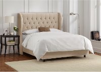 411BEDVLVPRL Pearl Beige Velvet Wingback Full Upholstered Bed