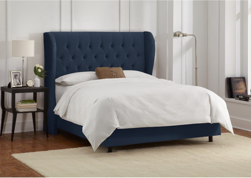 Ink Blue Velvet Wingback Queen Upholstered Bed Rc Willey Furniture - Blue Velvet Bed Frame Queen Ink Blue Velvet Wingback Queen Upholstered Bed Rc Willey Furniture - Blue Velvet Bed Frame Queen