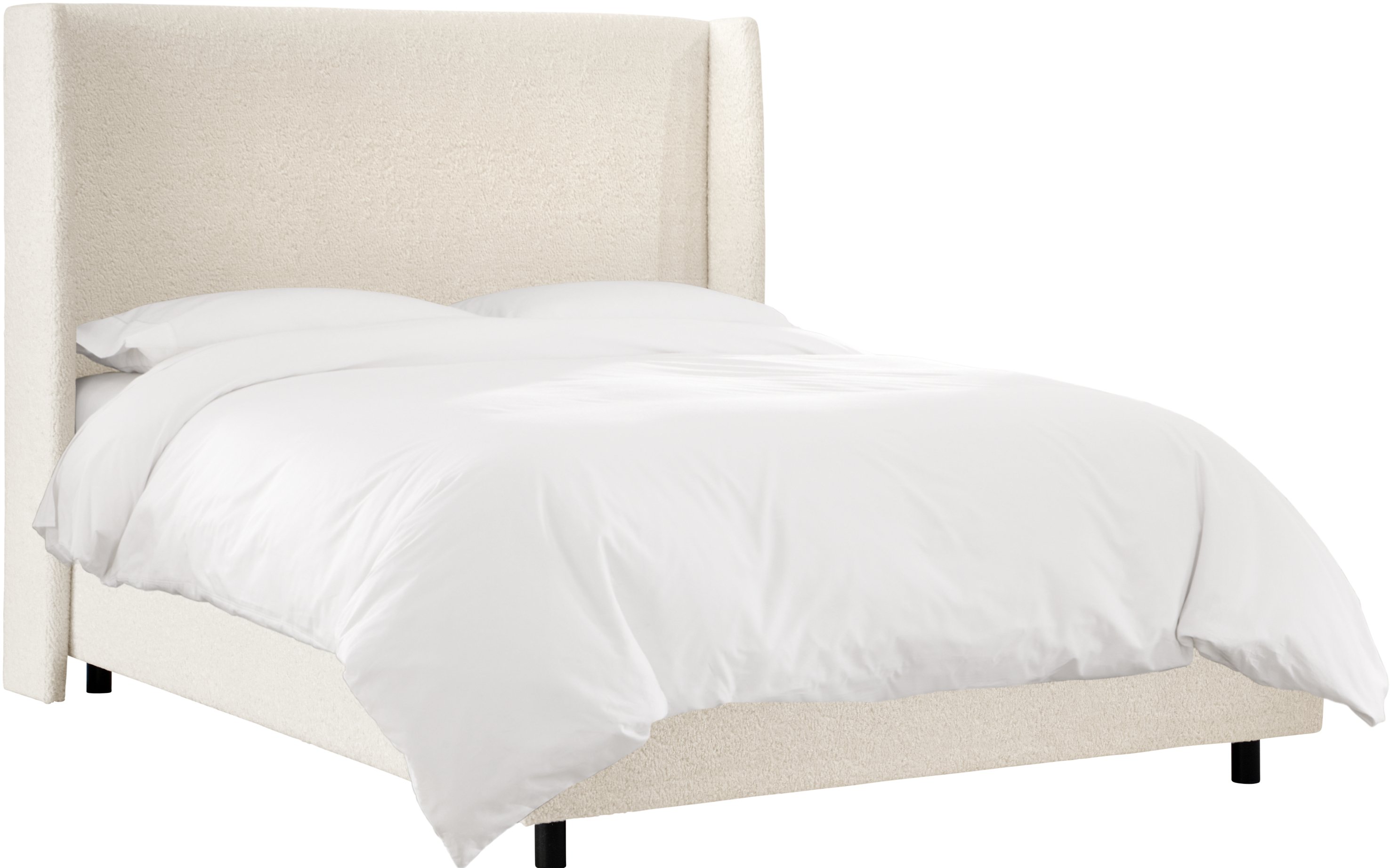 430BEDSHPSNTR Sheepskin Natural White Twin Upholstered Bed-1