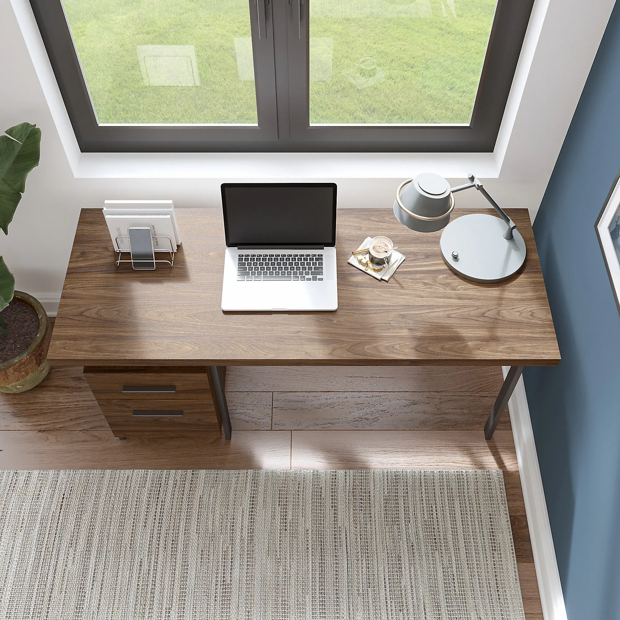 ACD160MW-03 Modern Walnut 60 inch Writing Desk with Drawers - Architect-2