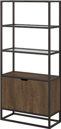Rustic Brown 5 Shelf Bookcase with Doors - Anthropology-5