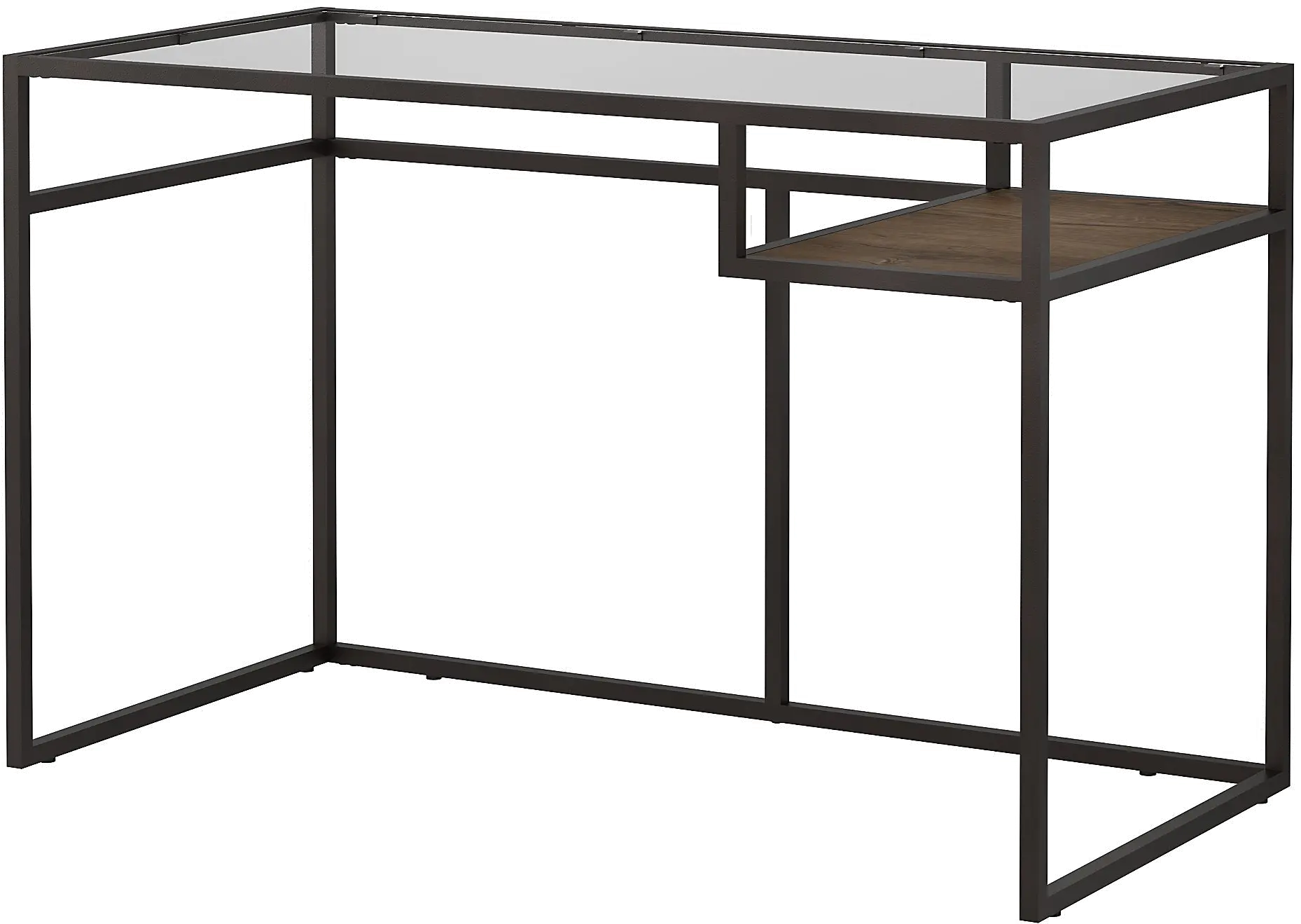 ATD148RB-03 Anthropology Rustic Brown 48 Glass Top Writing Desk with Shelf-2
