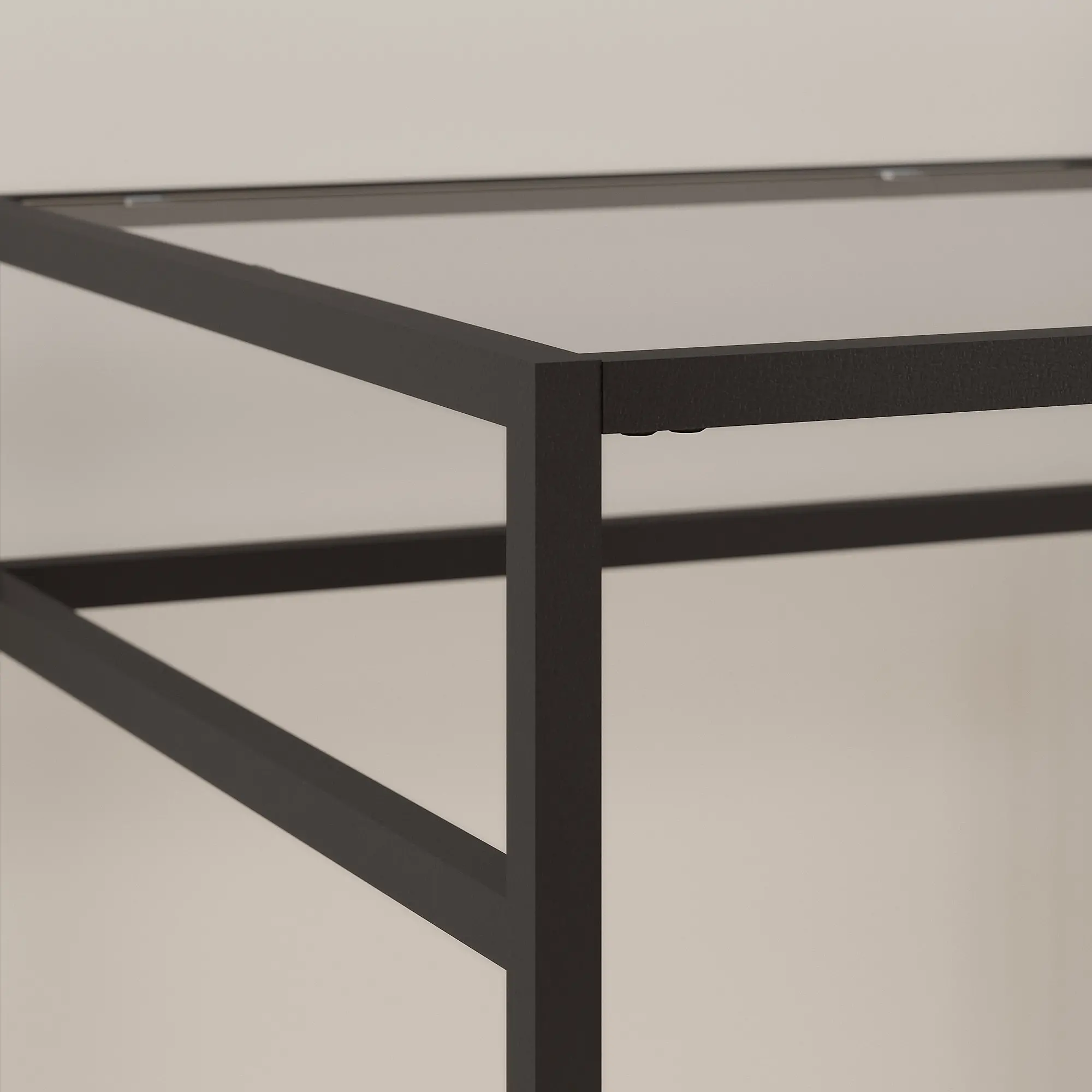 ATD148RB-03 Anthropology Rustic Brown 48 Glass Top Writing Desk with Shelf-4