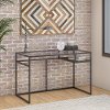 Rustic Brown 48 inch Glass Top Writing Desk with Shelf - Anthropology