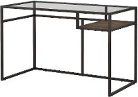 Rustic Brown 48 inch Glass Top Writing Desk with Shelf - Anthropology-2