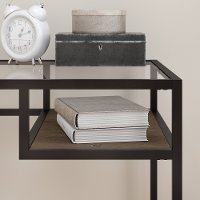 Rustic Brown 48 inch Glass Top Writing Desk with Shelf - Anthropology-3