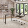 Brown 60 inch Glass Top L Shaped Desk with Shelf - Anthropology