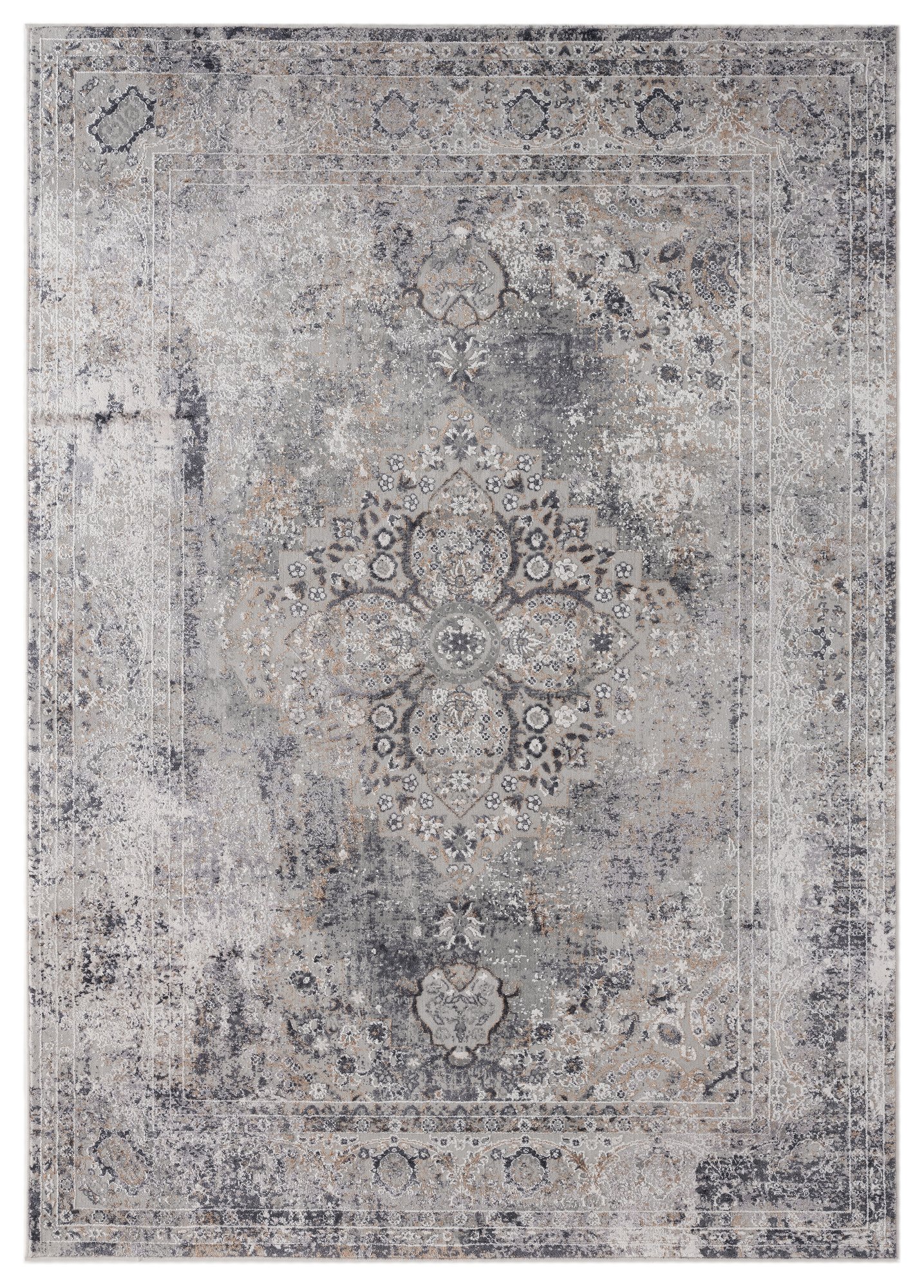 5 x 7 Medium Contemporary Gray Area Rug - Century-1
