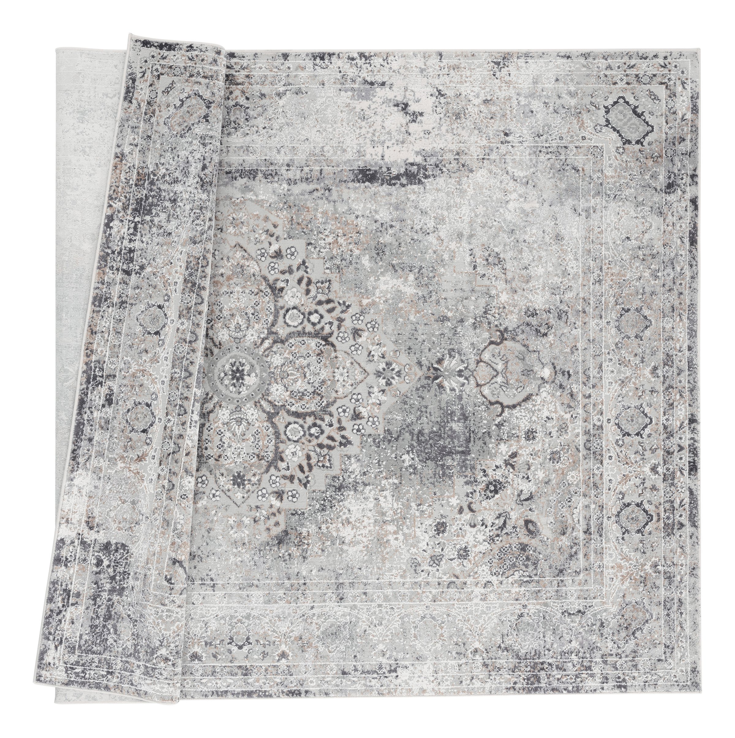 5 x 7 Medium Contemporary Gray Area Rug - Century-5