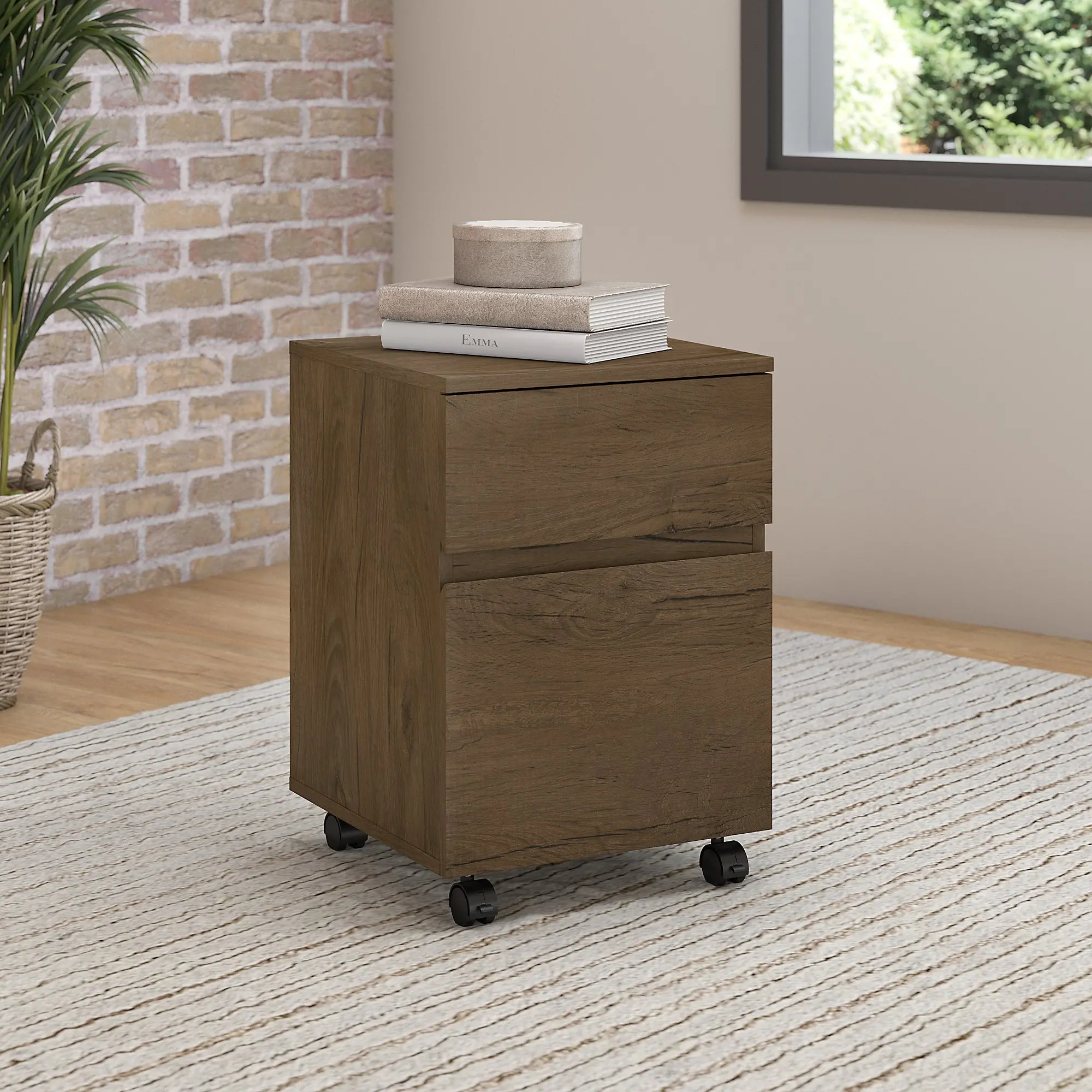 ATH011RB Anthropology Brown 2 Drawer Mobile File Cabinet-1