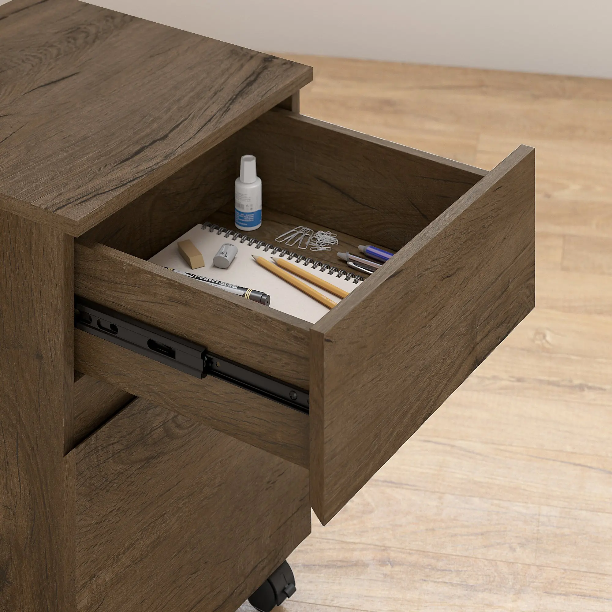 ATH011RB Anthropology Brown 2 Drawer Mobile File Cabinet-4