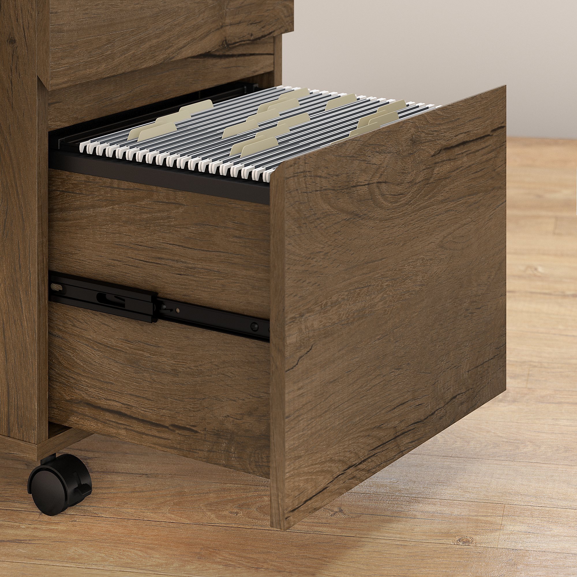 Brown 2 Drawer Mobile File Cabinet-3