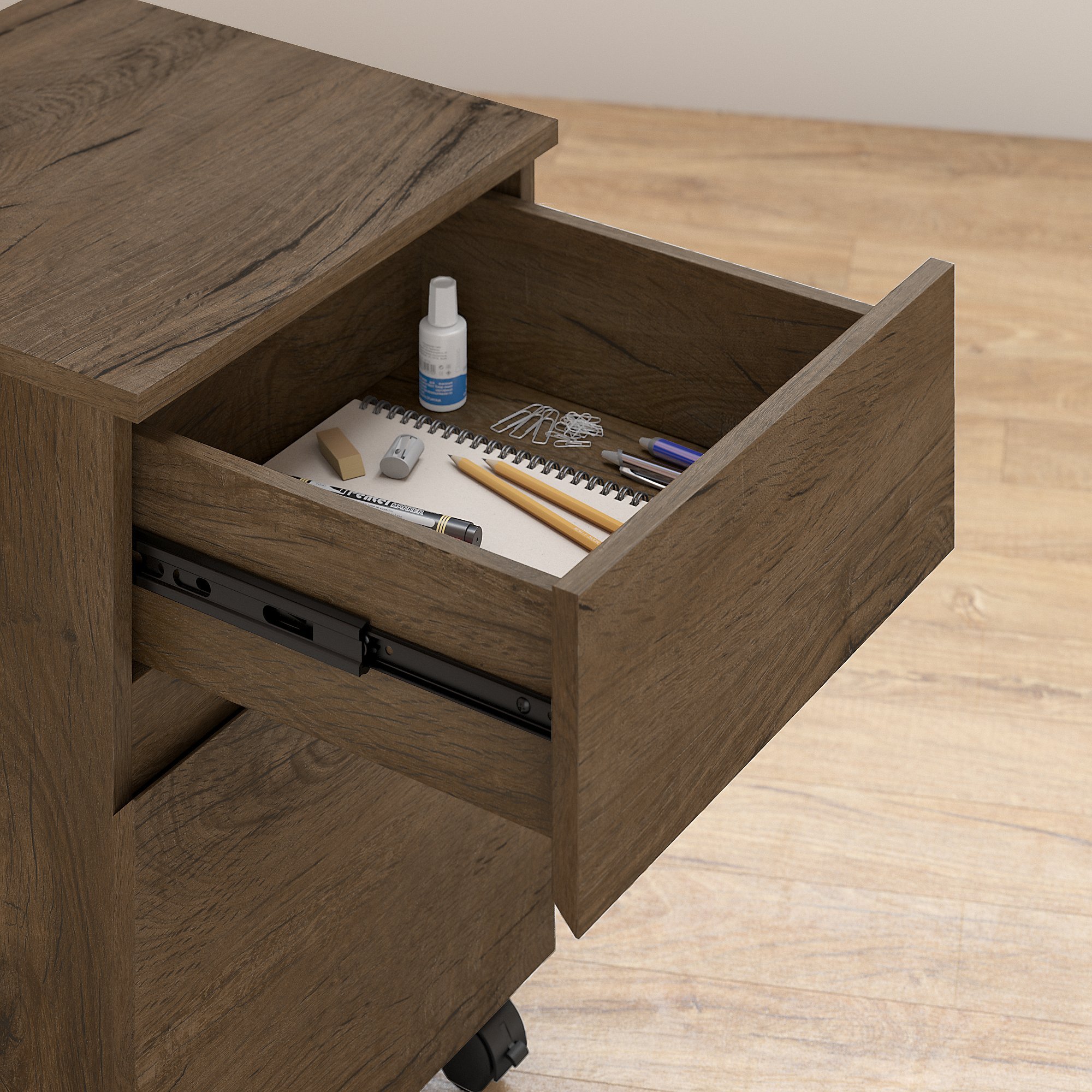 Brown 2 Drawer Mobile File Cabinet-4