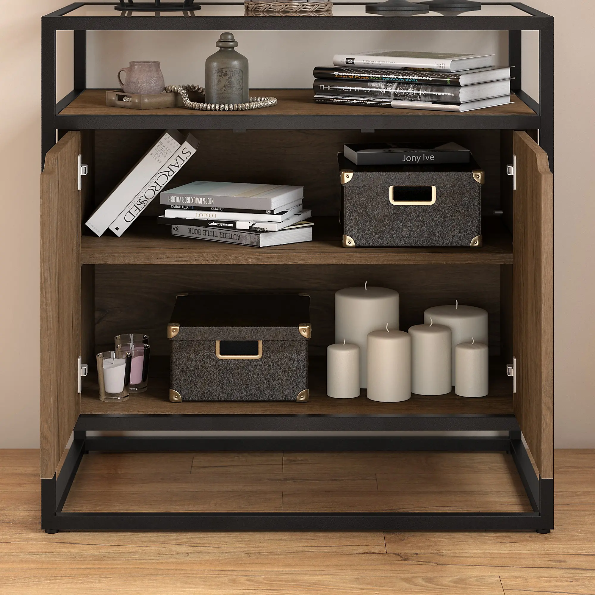 ATS130RB-03 Anthropology Rustic Brown Embossed Storage Cabinet-2