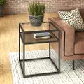 ATT120RB-03 Anthropology Rustic Brown Glass Top End Table