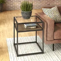 ATT120RB-03 Anthropology Rustic Brown Glass Top End Table
