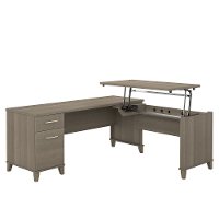 Ash Gray 72 Inch 3 Position Sit to Stand L Shaped Desk - Somerset-2