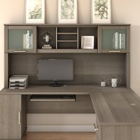 Ash Gray 72 Inch Hutch for L Shaped Desk - Somerset