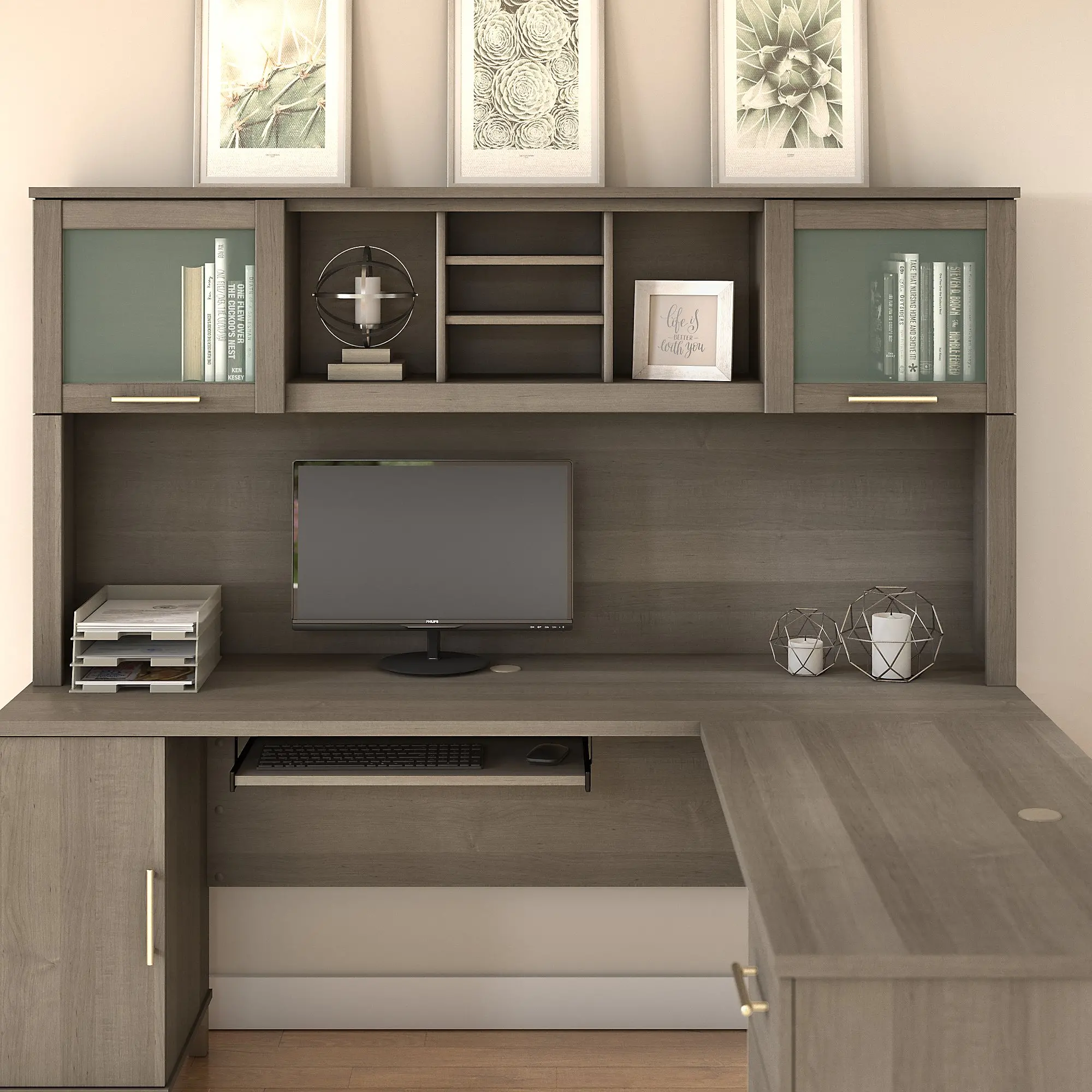 WC81611 Somerset Ash Gray 72 Inch Hutch for L Shaped Desk-1