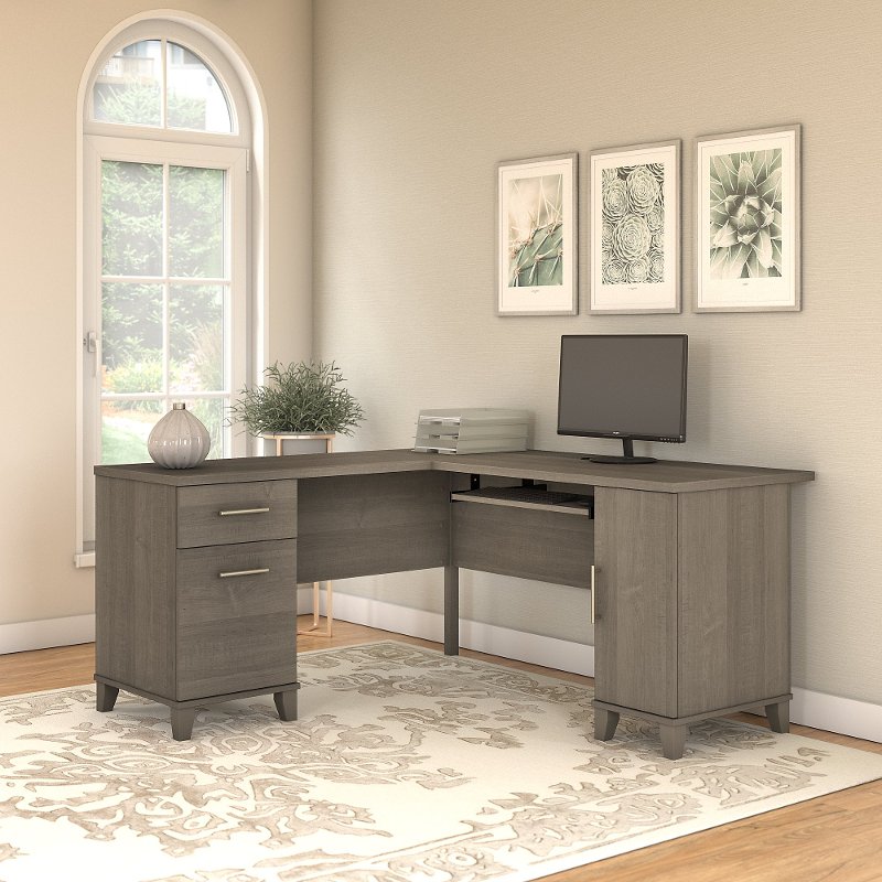 Ash Gray 60 Inch L Shaped Desk Somerset Rc Willey Furniture Store