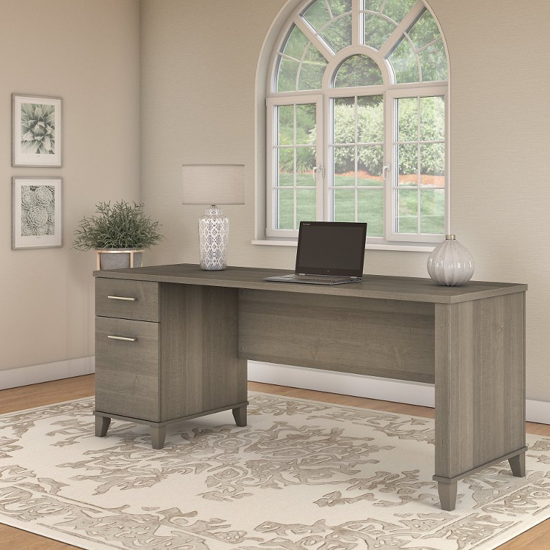 Ash Gray Office Desk With Drawers Somerset Rc Willey Furniture