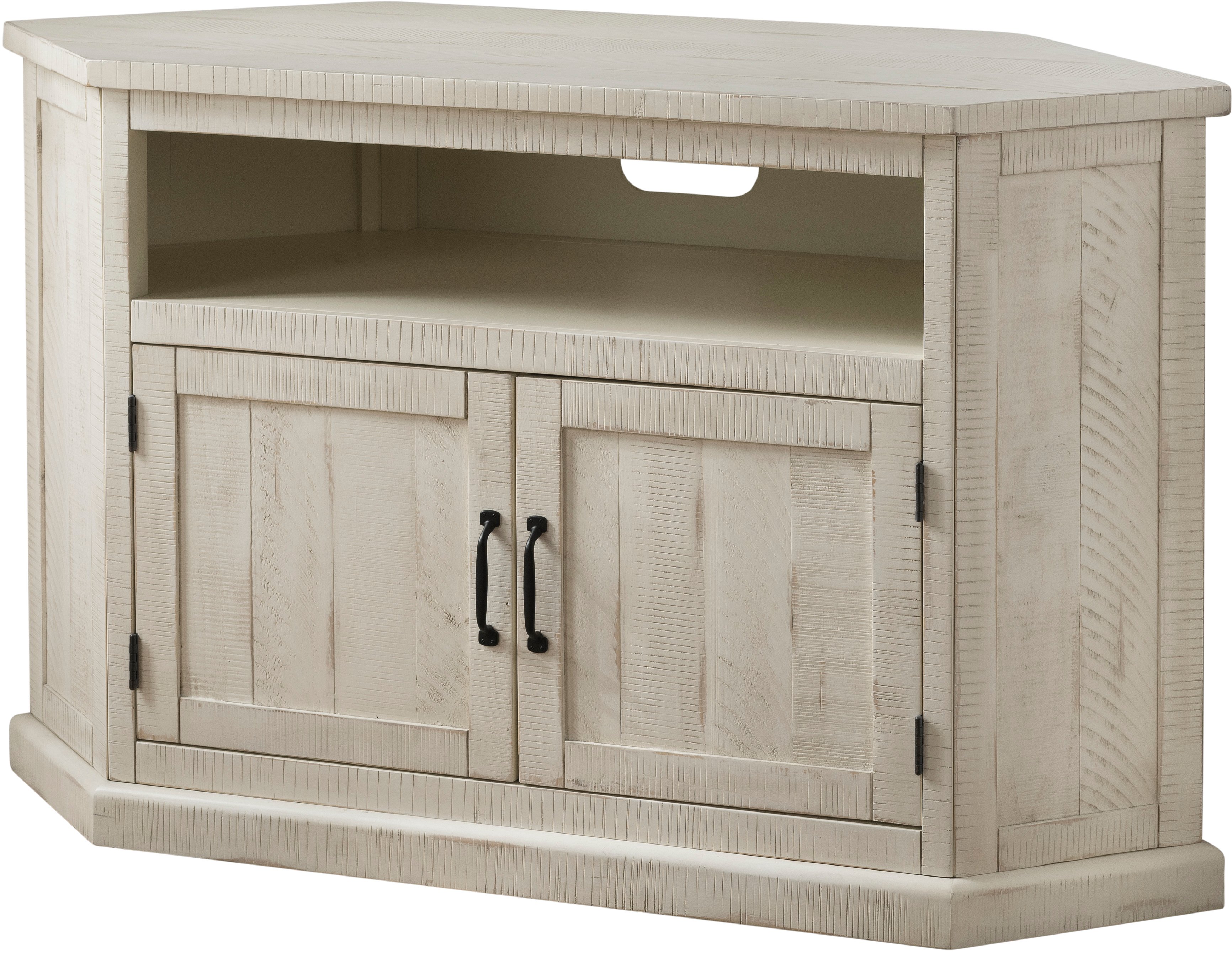 Antique Cream Country Corner TV Stand - Rustic-2