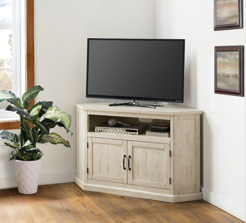 White Wash Country Corner Tv Stand Rustic Rc Willey Furniture