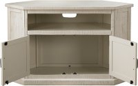 White Wash Country Corner TV Stand - Rustic-3