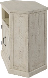 White Wash Country Corner TV Stand - Rustic-4