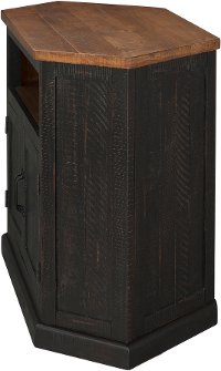 Black and Honey Pine Corner TV Stand - Rustic-4