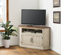 White Wash and Pine Corner TV Stand - Rustic