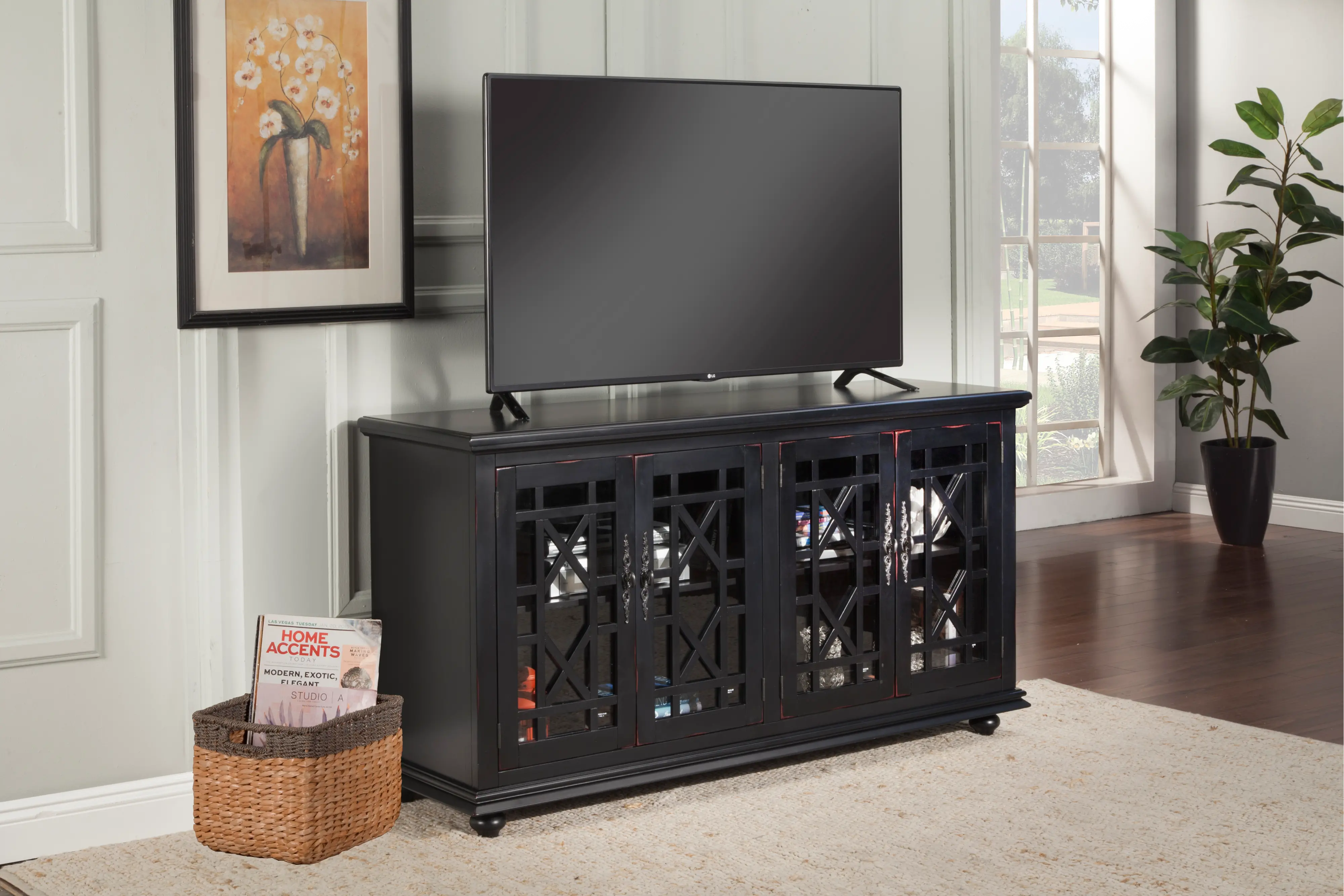 Casual Black 63 inch TV Stand - Cassandra-1