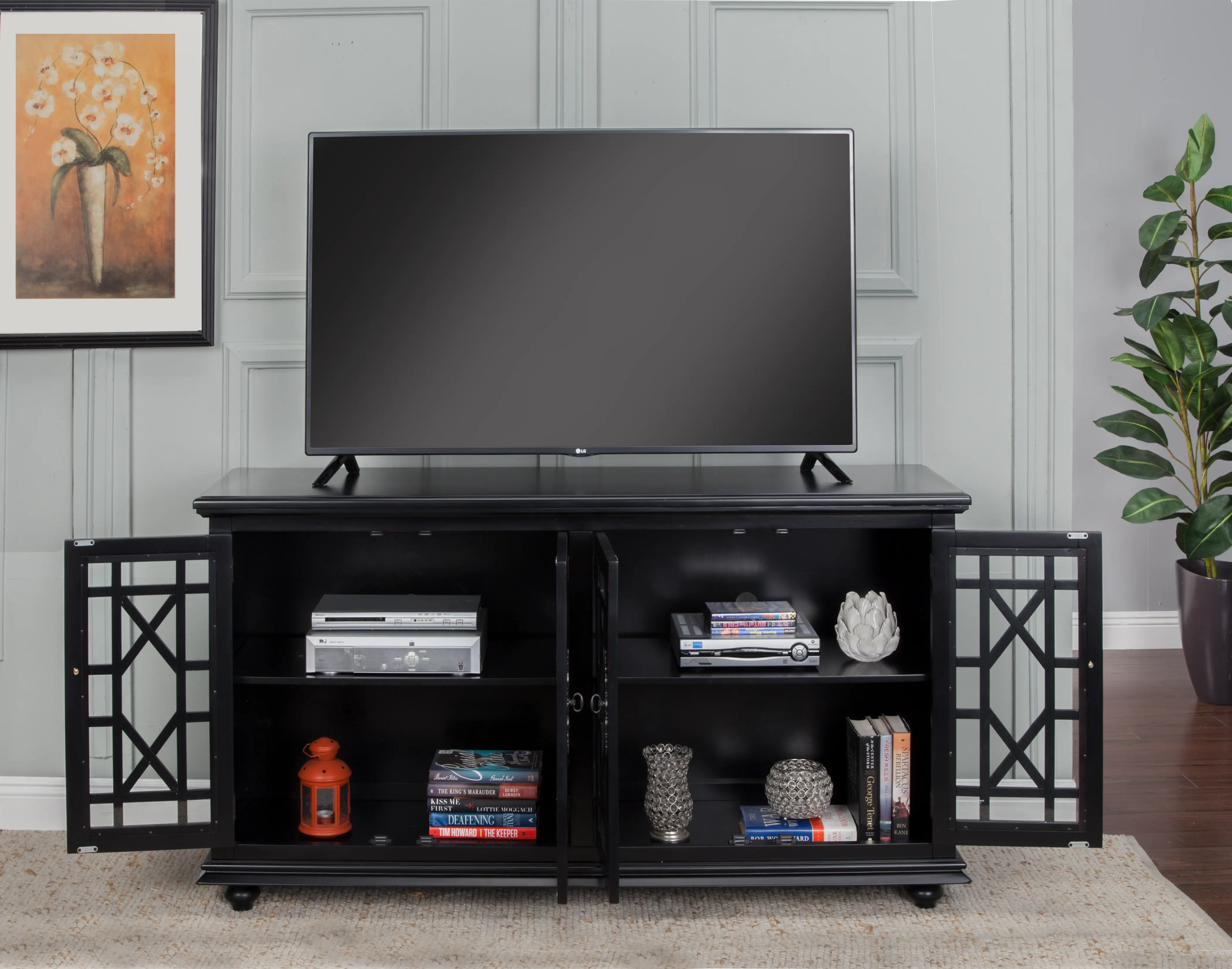 Casual Black 63 inch TV Stand - Cassandra-2