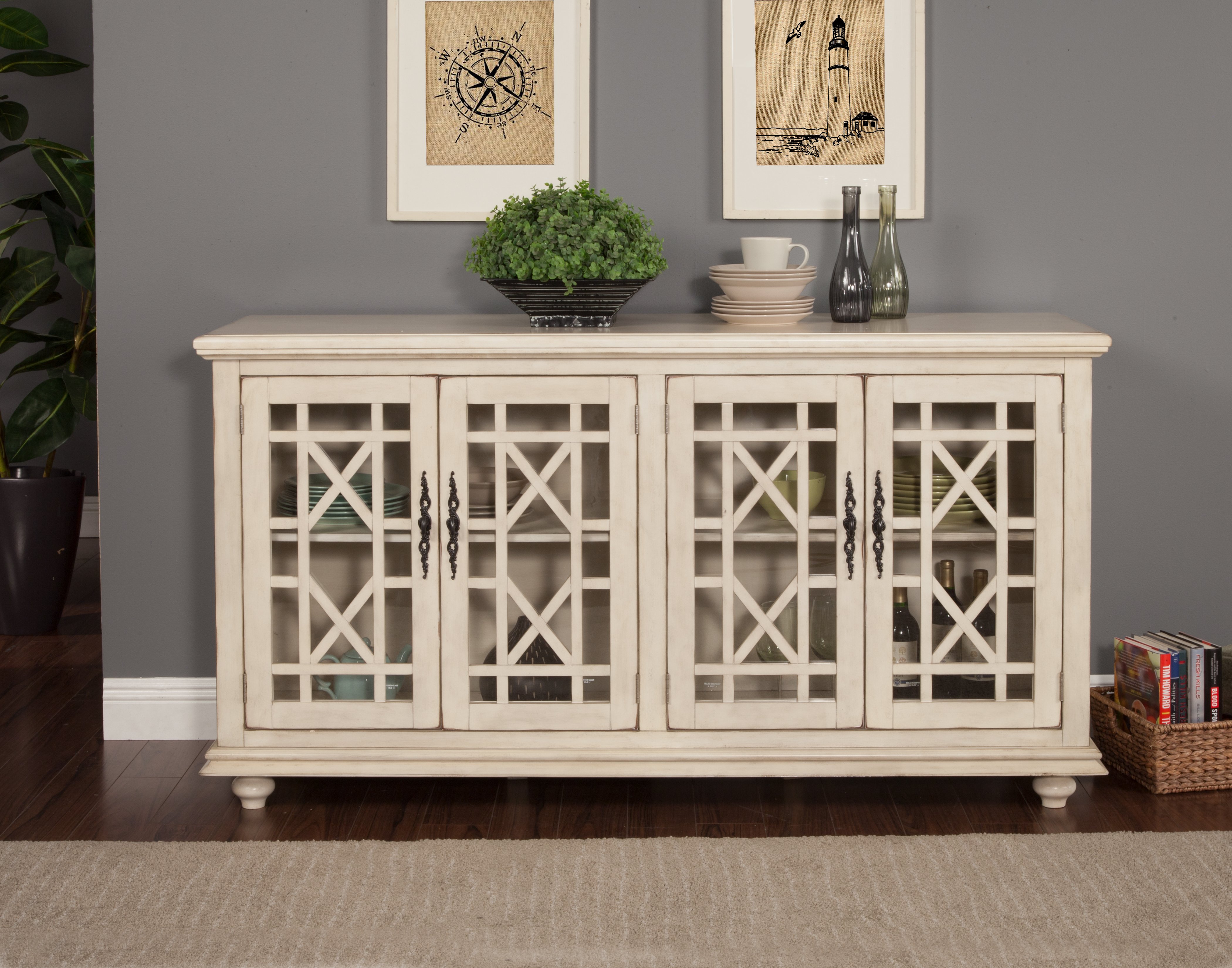 Orsey Elegant Antique White TV Stand-1