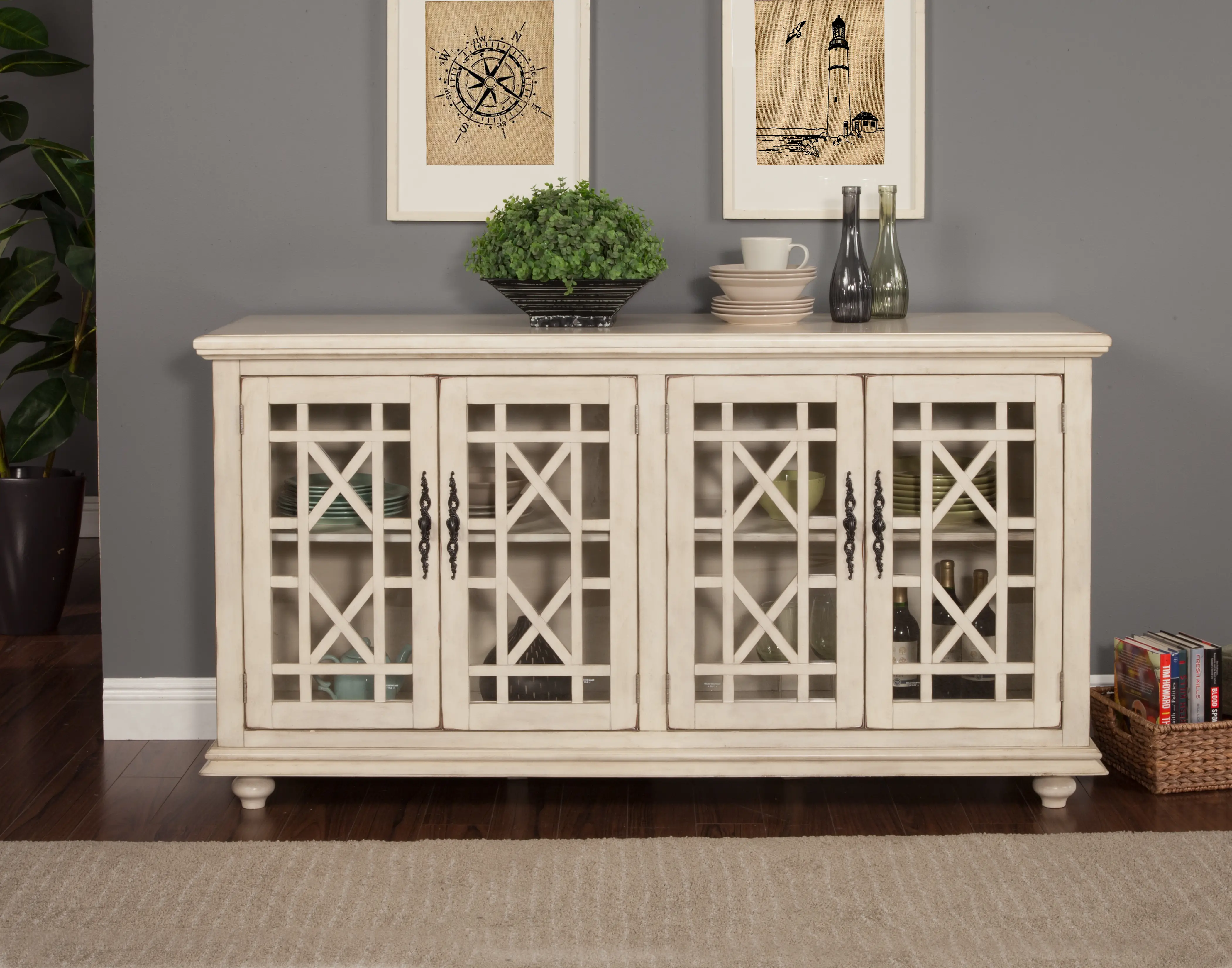 Orsey Elegant Antique White TV Stand-1