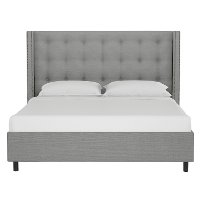 530NBPBD-PWLNNGR Wingback Linen Gray Twin Upholstered Platform Bed-3