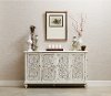 Ornate Antique White 60 Inch White 4 Door Console - Modern Eclectic