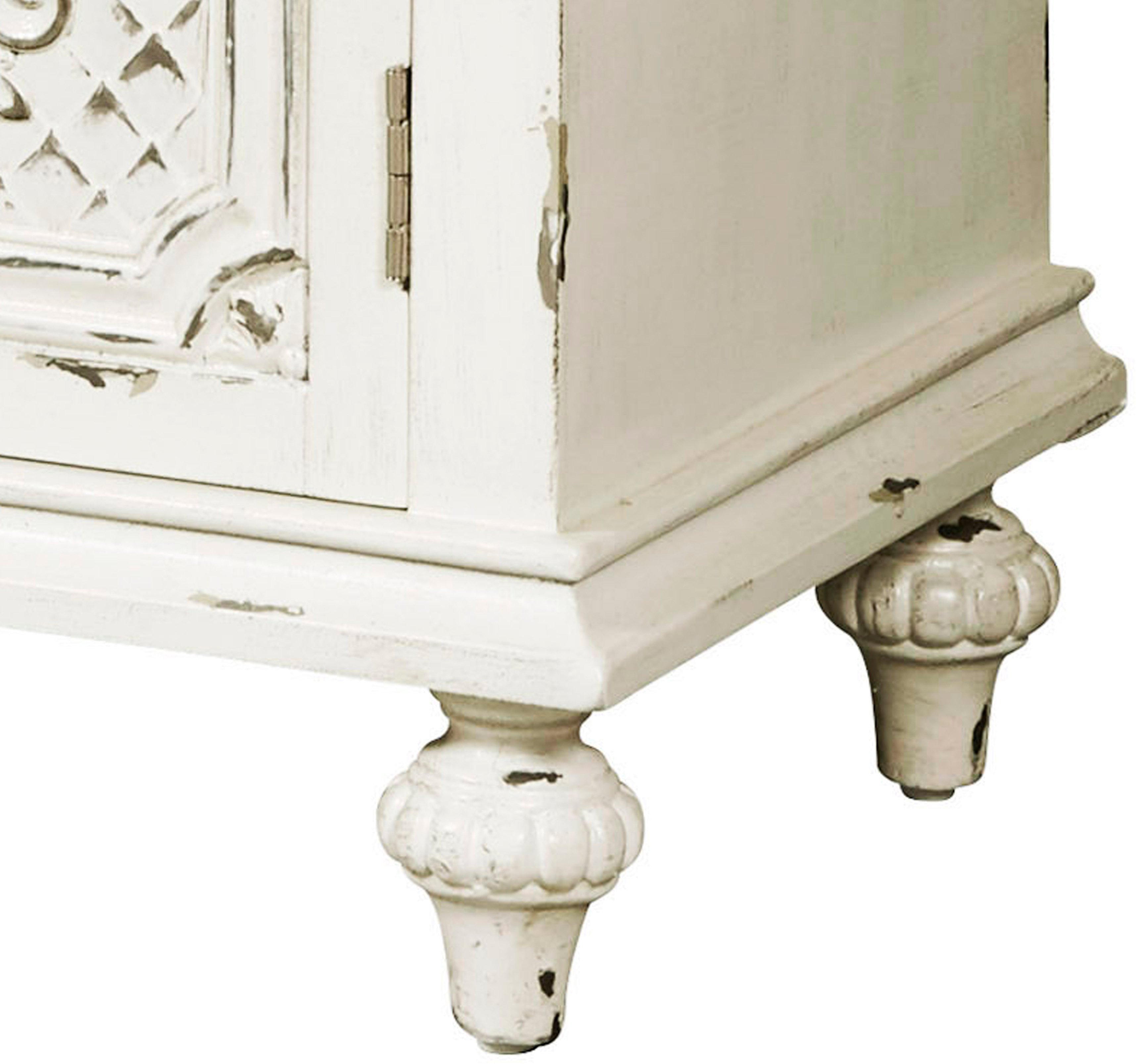 Ornate Antique White 60 Inch White 4 Door Console - Modern Eclectic-7
