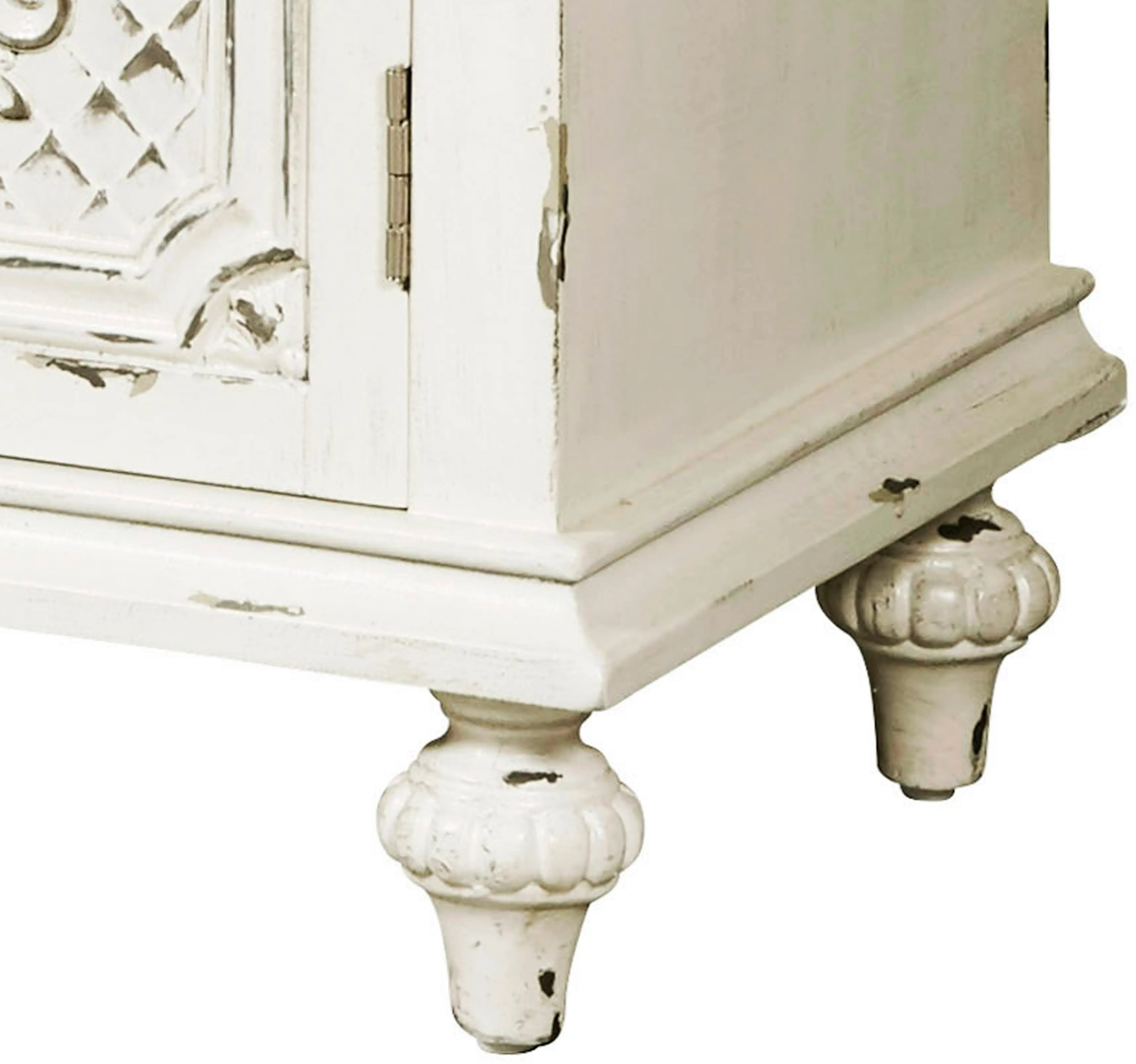 Ornate Antique White 60 Inch White 4 Door Console - Modern Eclectic-7