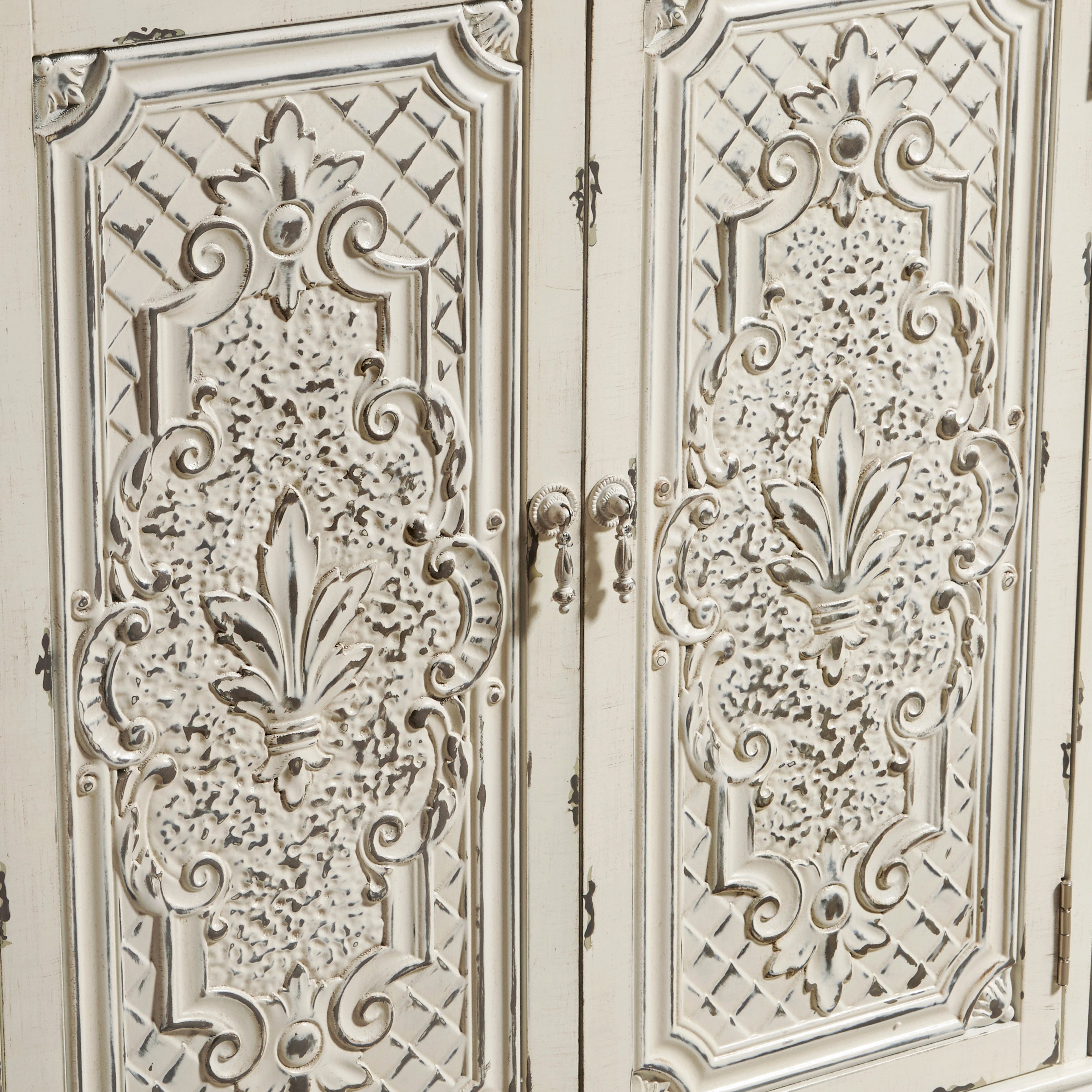 Ornate Antique White 60 Inch White 4 Door Console - Modern Eclectic-8