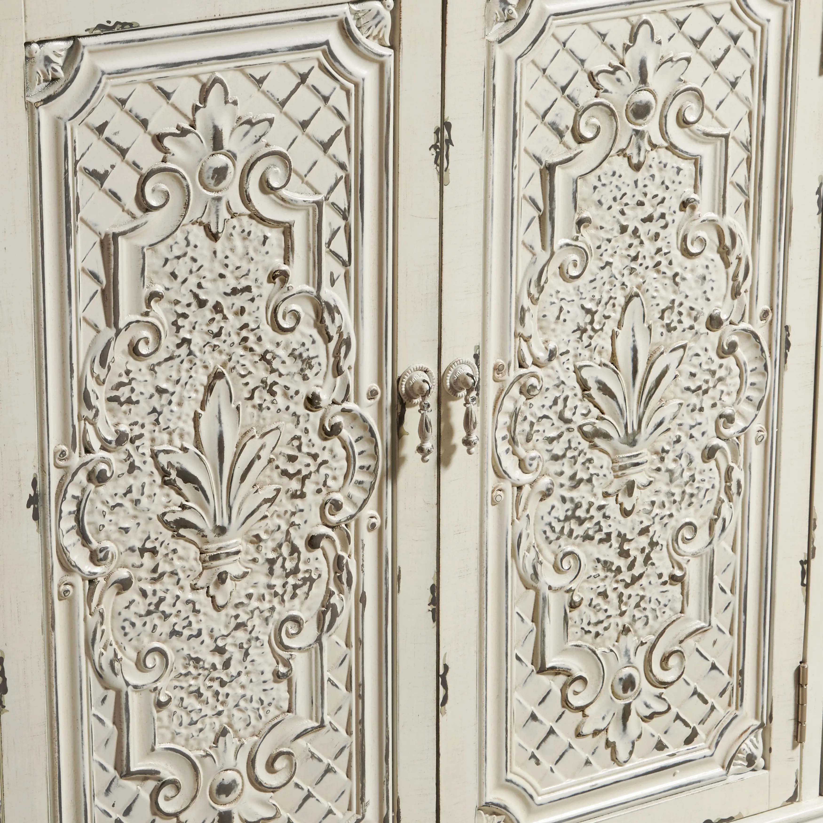 Ornate Antique White 60 Inch White 4 Door Console - Modern Eclectic-8