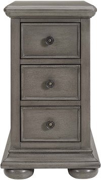 Traditional Gray 3 drawer Chairside Table - Modern Eclectic