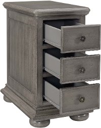 Traditional Gray 3 drawer Chairside Table - Modern Eclectic-2