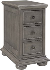 Traditional Gray 3 drawer Chairside Table - Modern Eclectic-3