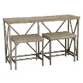 Industrial Sofa Table with 2 Stools - Modern Eclectic