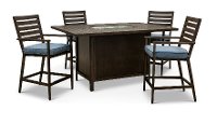 Adeline 5 Piece Patio Fire Counter Height Dining Set
