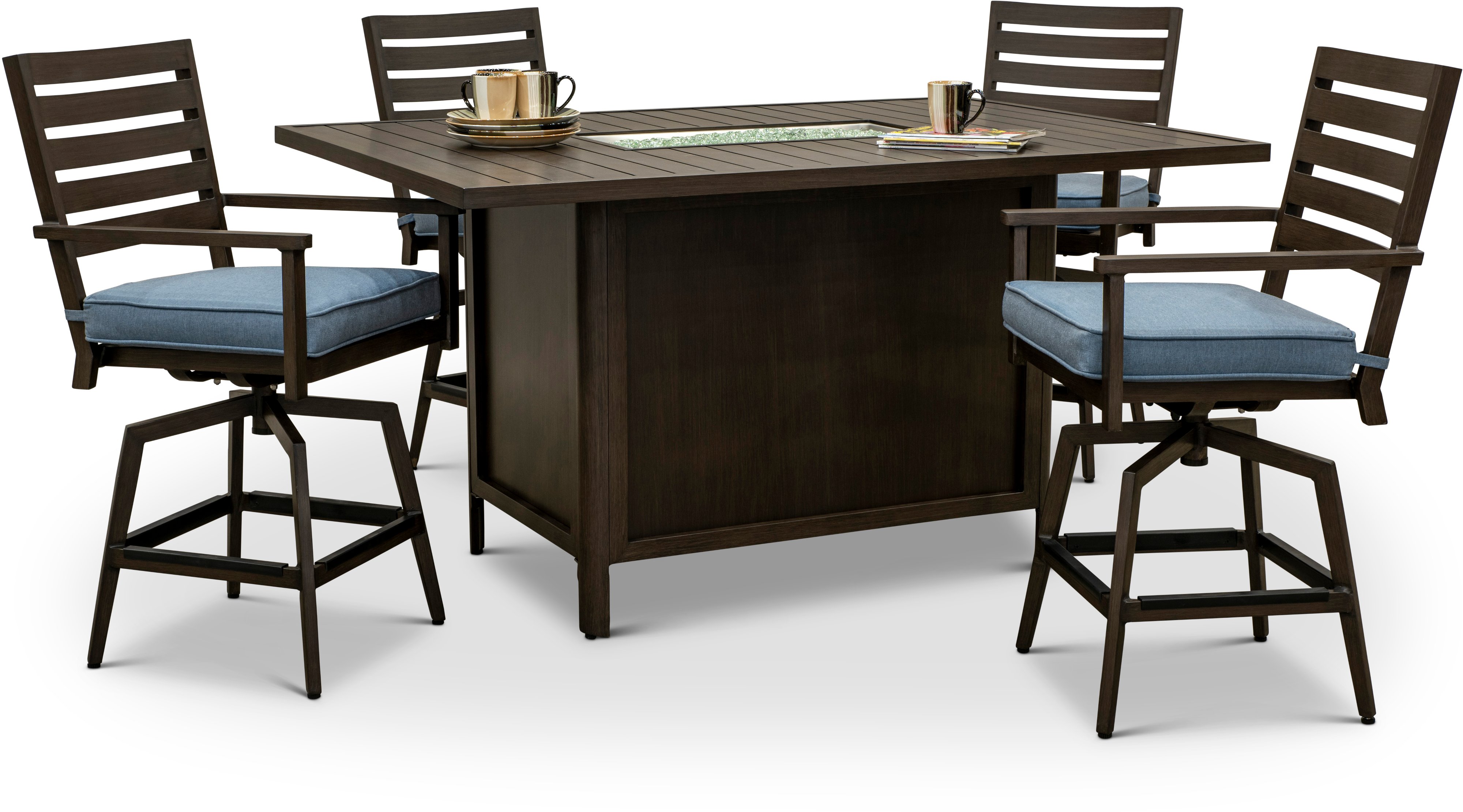 Adeline Modern 5 Piece Patio Fire Pit Dining Set-1
