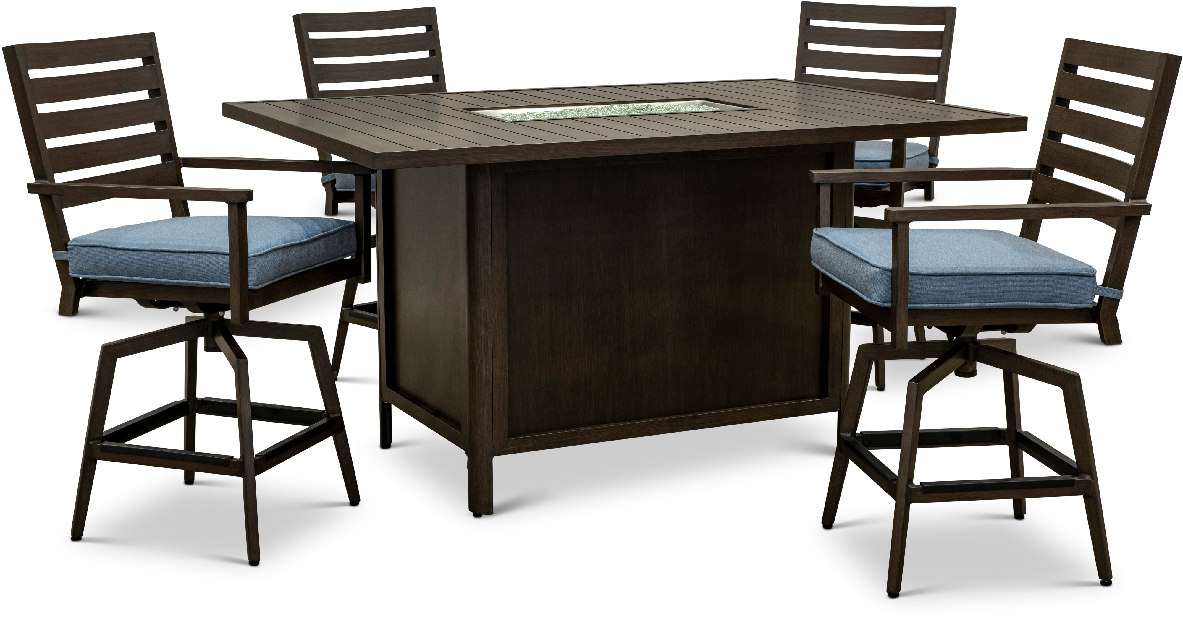 Adeline Modern 5 Piece Patio Fire Pit Dining Set-2