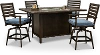 Modern 5 Piece Patio Fire Pit Dining Set - Adeline-1