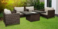 Dark Brown Patio Square Fire Pit Set - Nevis